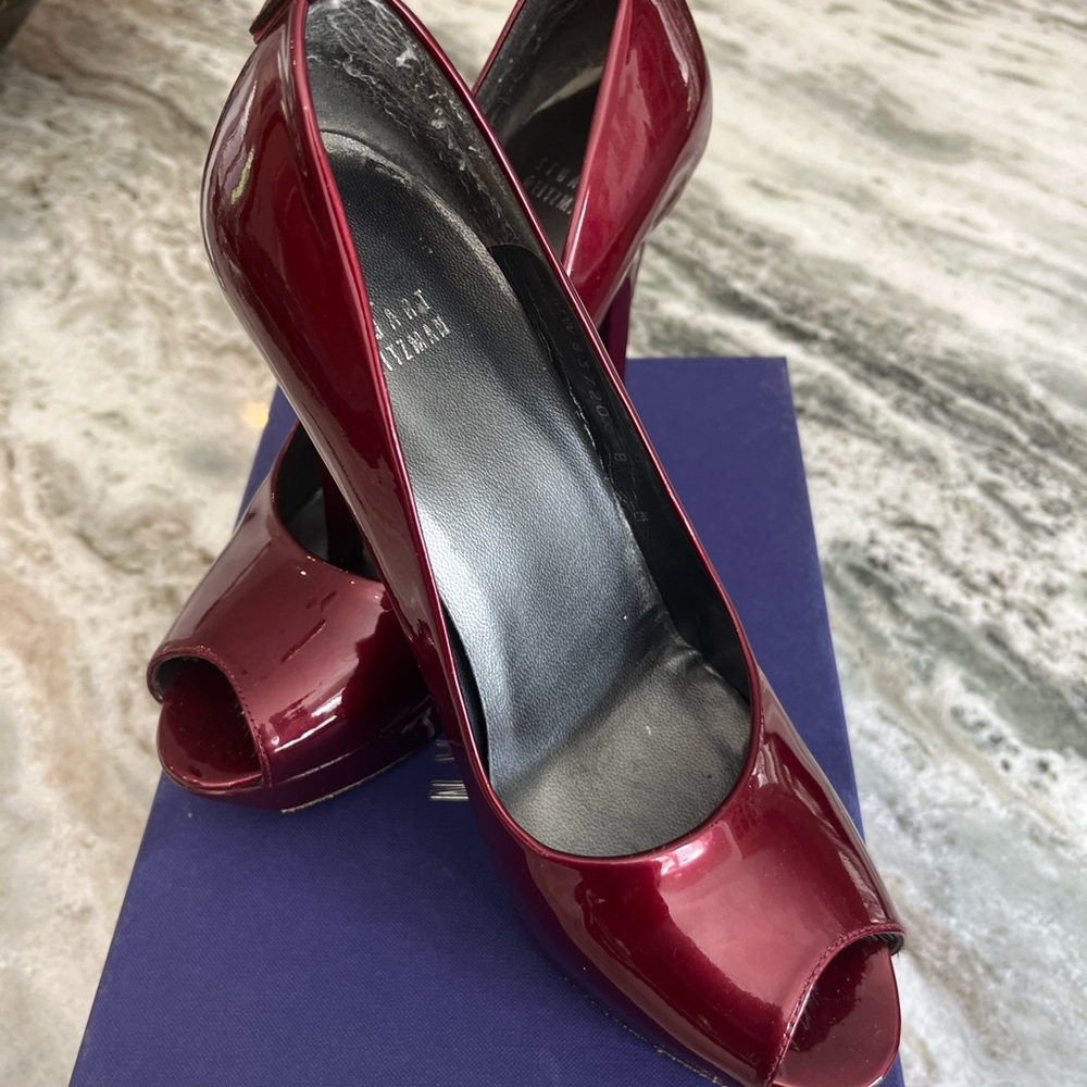 Stuart Weitzman platform peep toe pumps